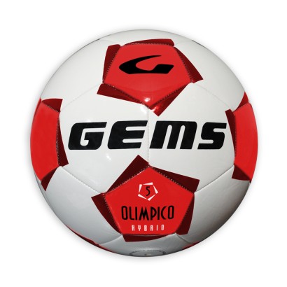 Bílo-červený fotbalový míč Gems Olimpico Hybrid