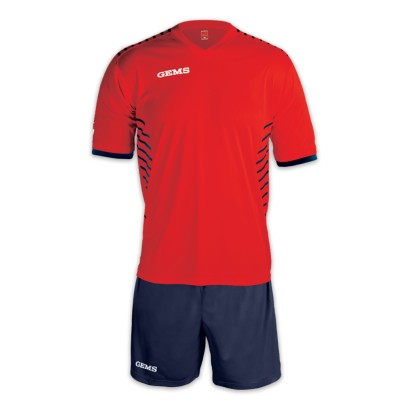 Červeno-tmavě modrý fotbalový dres s trenýrkami Gems Chelsea