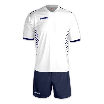 Bielo-tmavomodrý futbalový dres s trenírkami Gems Chelsea