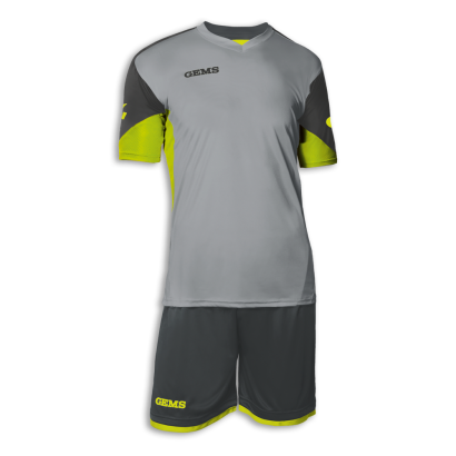 Šedo-stříbrno-žlutý fotbalový dres s trenýrkami Gems Seattle