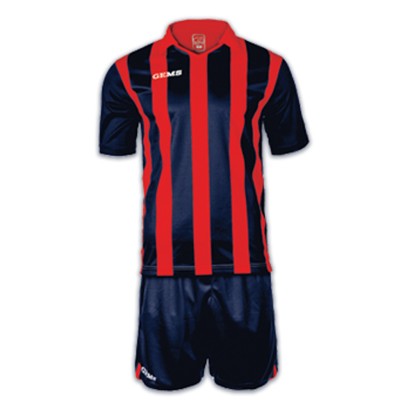 Tmavomodro-červený futbalový dres s trenírkami Gems Detroit