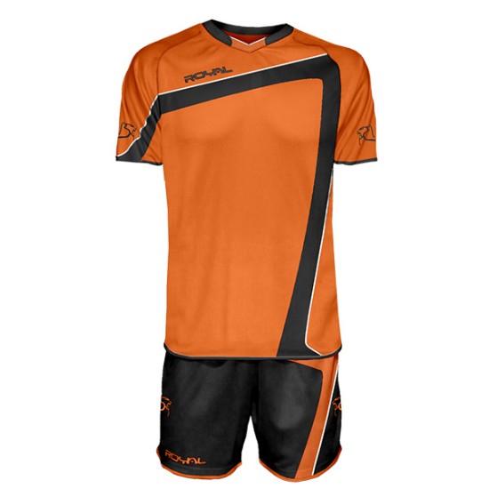 Oranžovo-černý fotbalový dres s trenýrkami Royal Ikaro Oranžovo-černý fotbalový dres s trenýrkami Royal Ikaro