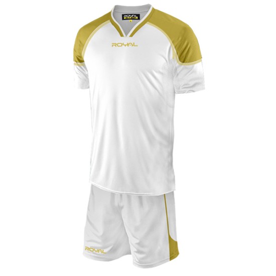 Bielo-zlatý futbalový dres s trenírkami Royal Micene Bielo-zlatý futbalový dres s trenírkami Royal Micene