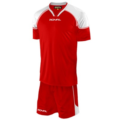 Červeno-bílý fotbalový dres s trenýrkami Royal Micene