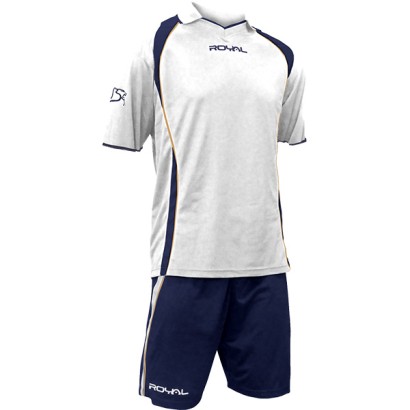 Bílo-tmavě modrý fotbalový dres s trenýrkami Royal Sparta