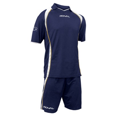 Tmavě modro-bílý fotbalový dres s trenýrkami Royal Sparta