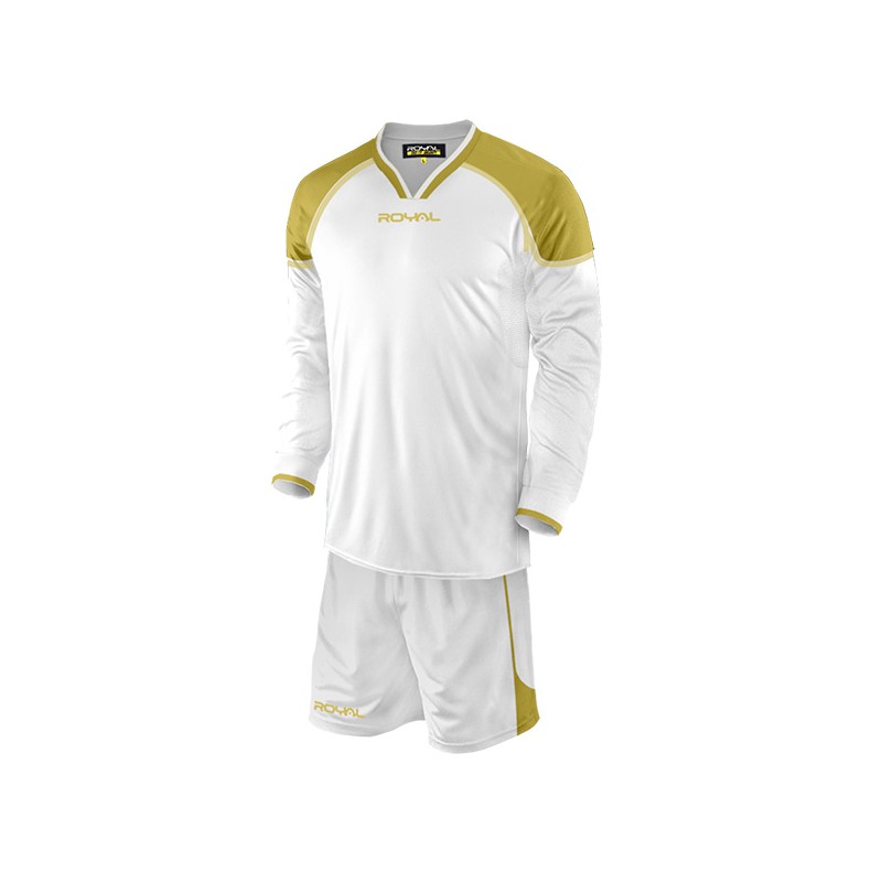 Bielo-zlatý futbalový set s dlhými rukávmi Royal Micene