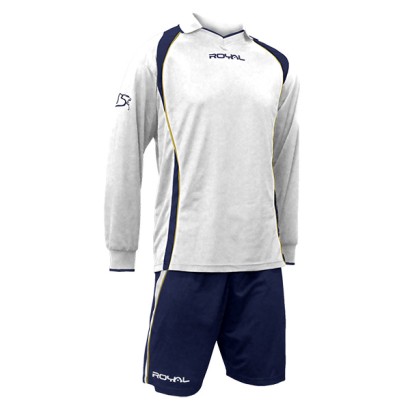 Bielo-tmavomodrý futbalový set s dlhými rukávmi Royal Sparta