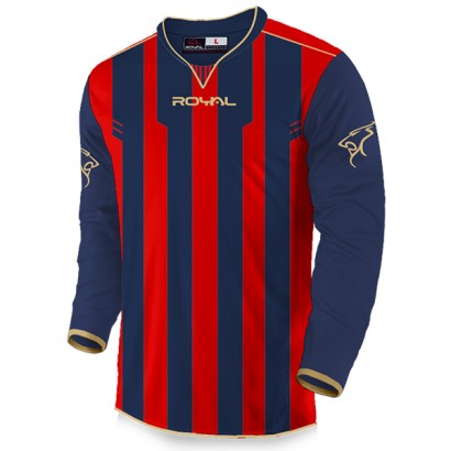 Červeno-tmavě modrý fotbalový dres s dlouhými rukávy Royal Sovin