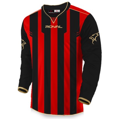 Červeno-čierny futbalový dres s dlhými rukávmi Royal Sovin