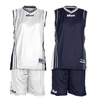 Bílo-tmavě modrý basketbalový set Royal Double Fashion