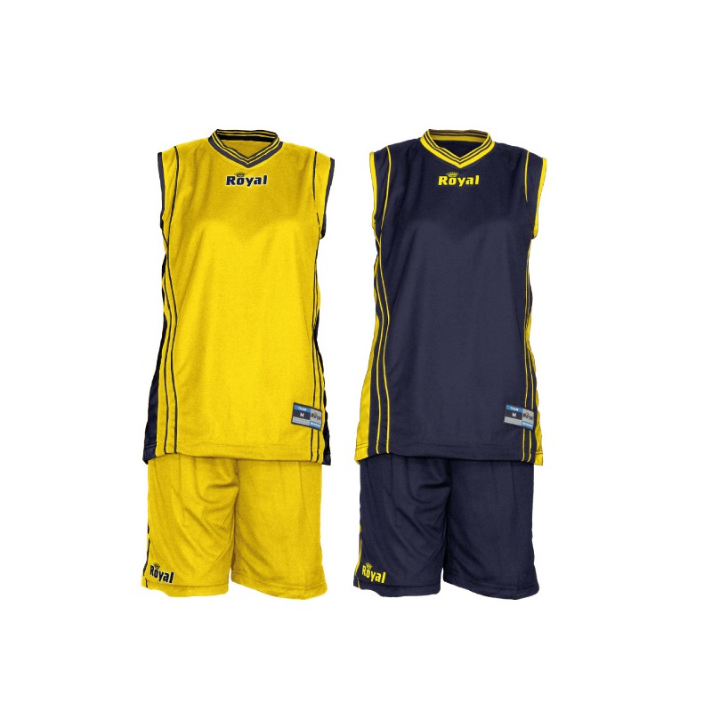 Žlto-tmavomodrý basketbalový set Royal Double Fashion